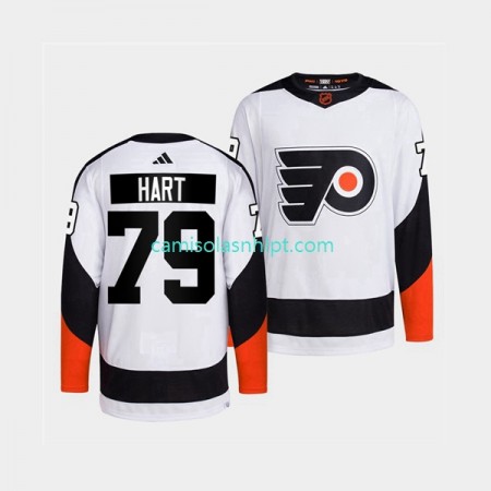 Camiseta Philadelphia Flyers Carter Hart 79 Adidas 2022 Reverse Retro Branco Authentic - Homem
